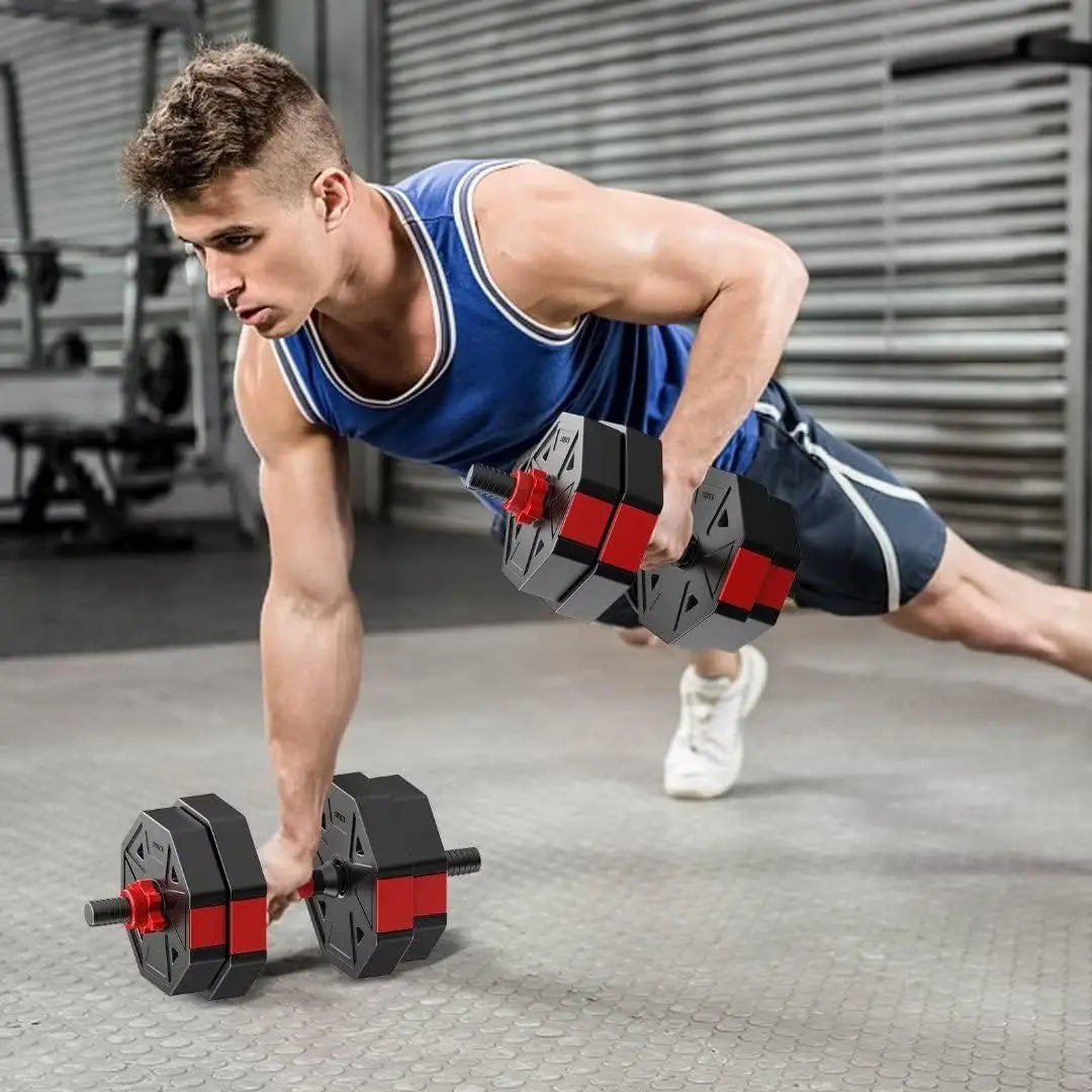 Adjustable Dumbbell to Barbell Fitness Set Anti Slip Grip