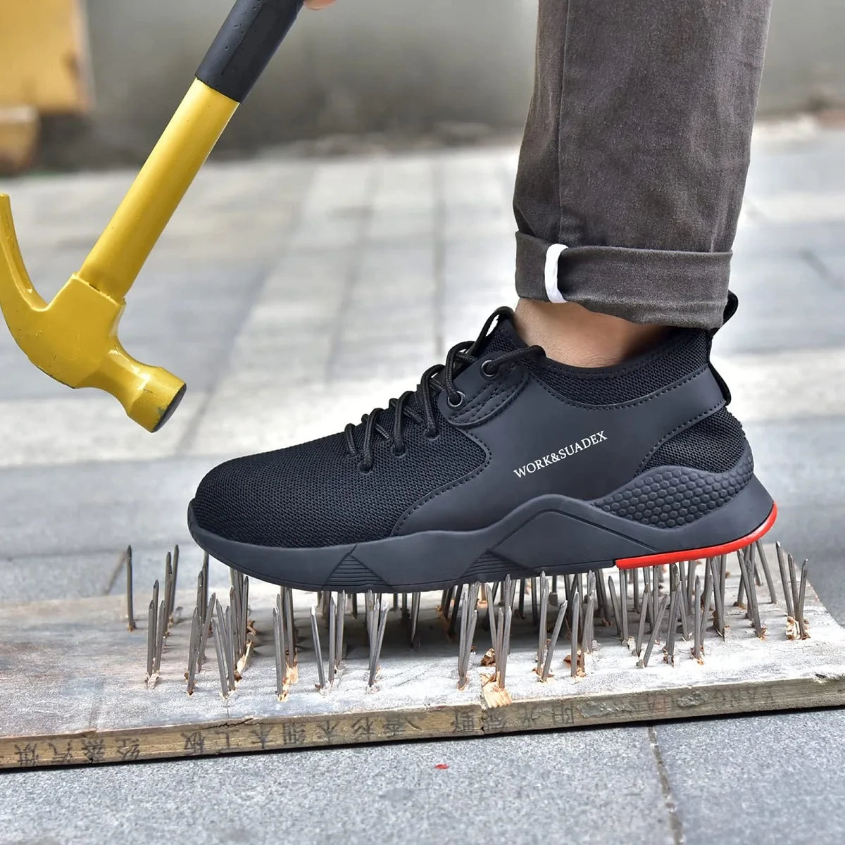 SUADEX Men Work Safety Shoes Steel Toe Cap Anti-Smash Puncture-Resistant