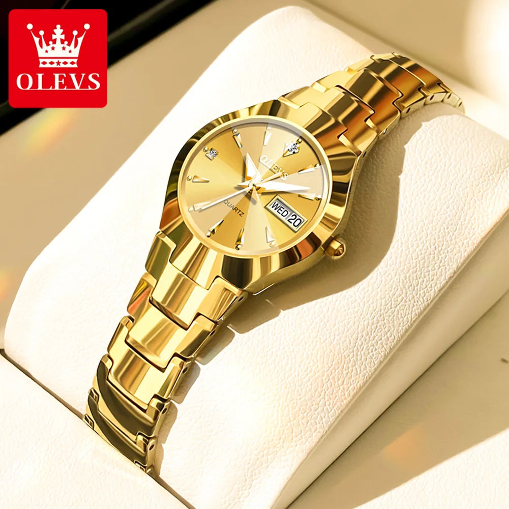 OLEVS Women's Quartz Watch Stainless Steel Luminous Waterproof Wristwatch