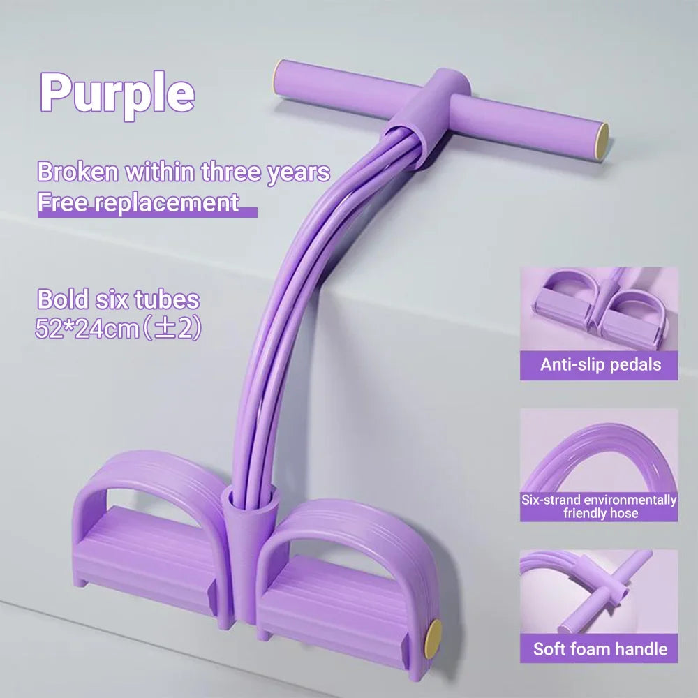 6-Tube Resistance Band Set Pedal Exerciser For Full Body Fitness