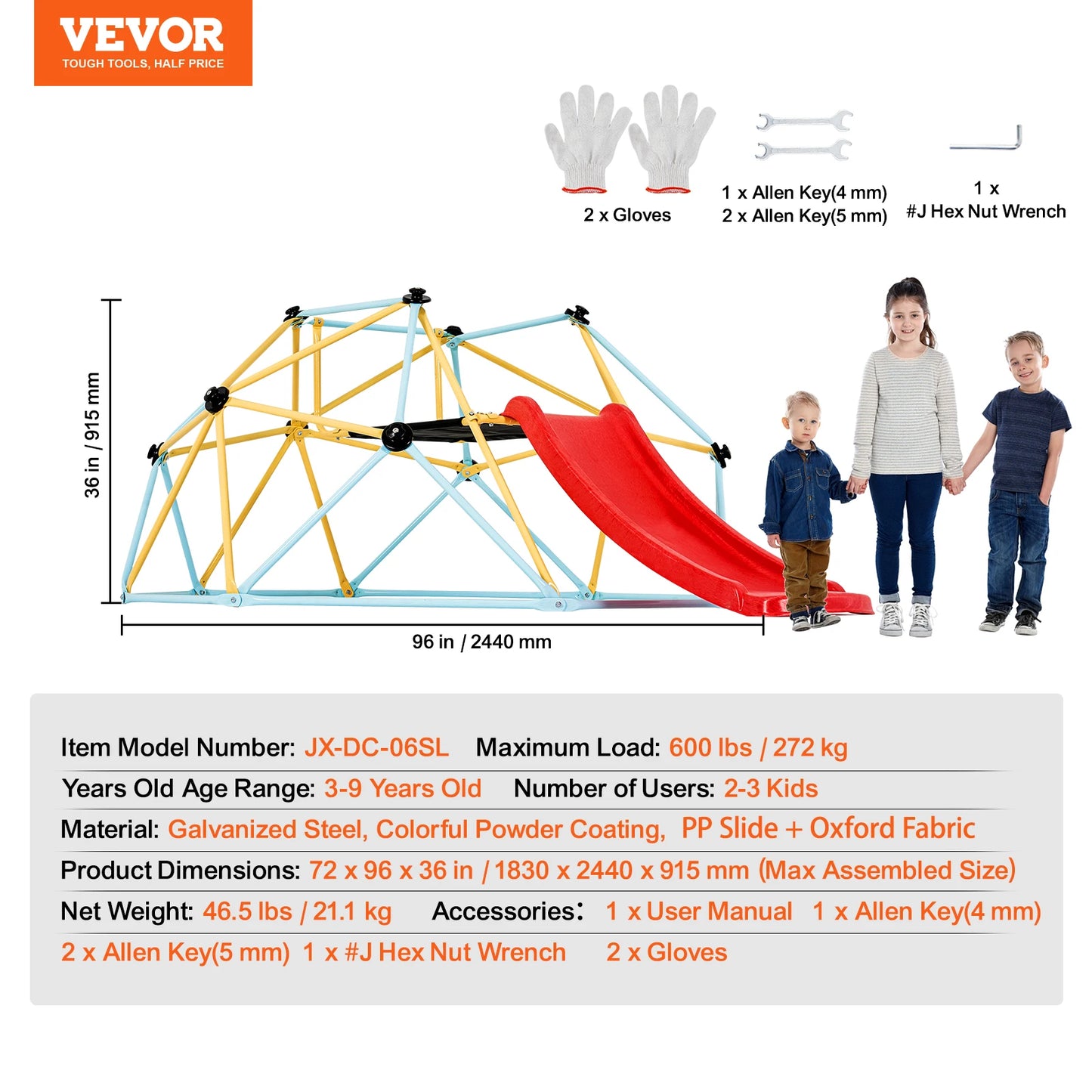 SucceBuy Climbing Dome Geometric Jungle Gym With Swing Hammock
