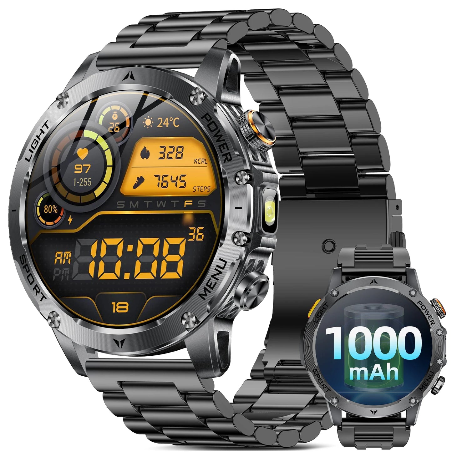 Military Smartwatch For Men With Bluetooth Call And 100 Modes
