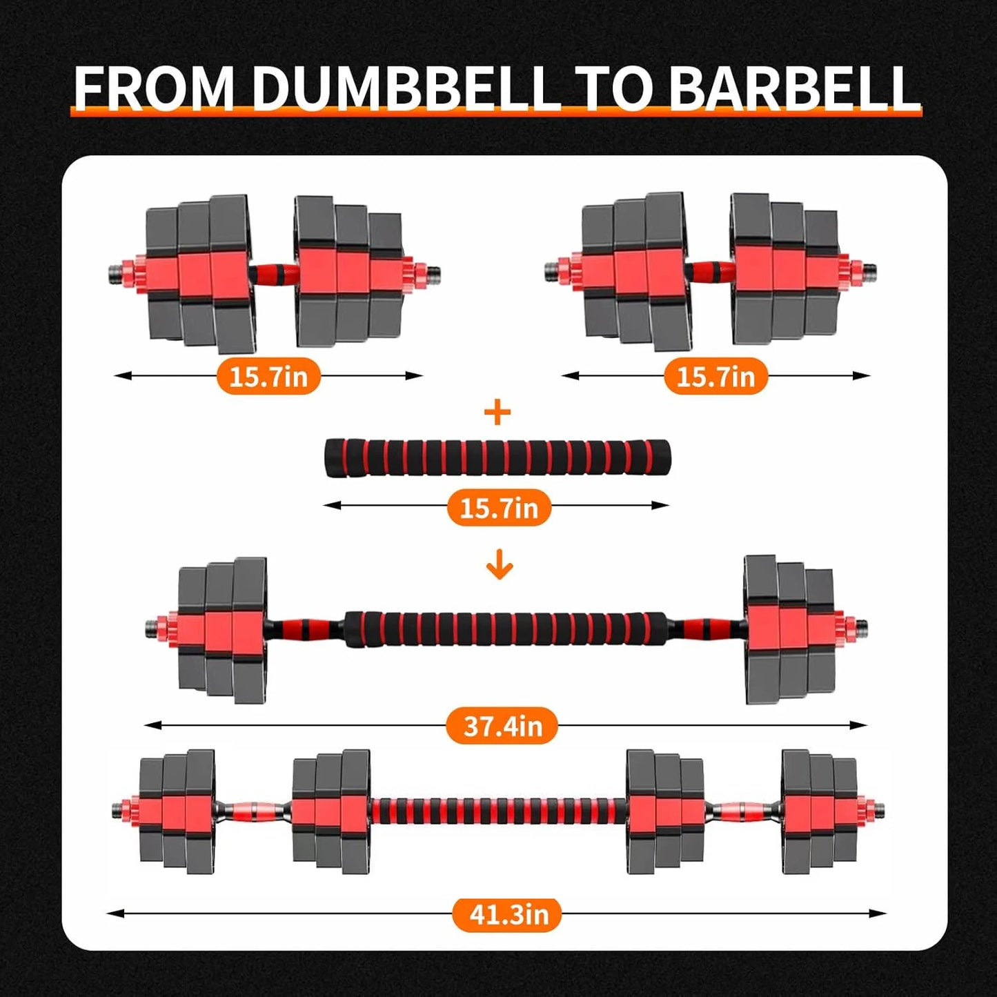 Adjustable Dumbbell to Barbell Fitness Set Anti Slip Grip