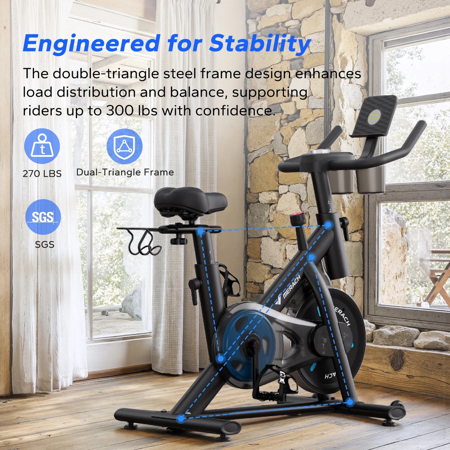 MERACH Magnetic Stationary Bike With App And Indoor Cycling