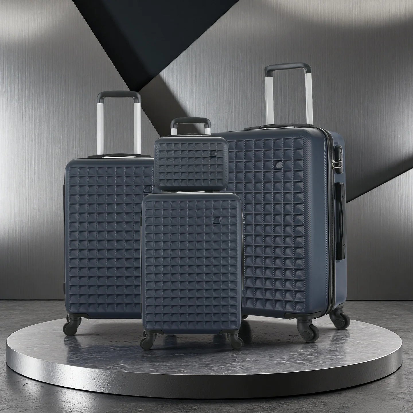ABS Hardside Spinner Luggage Set With Cosmetic Case