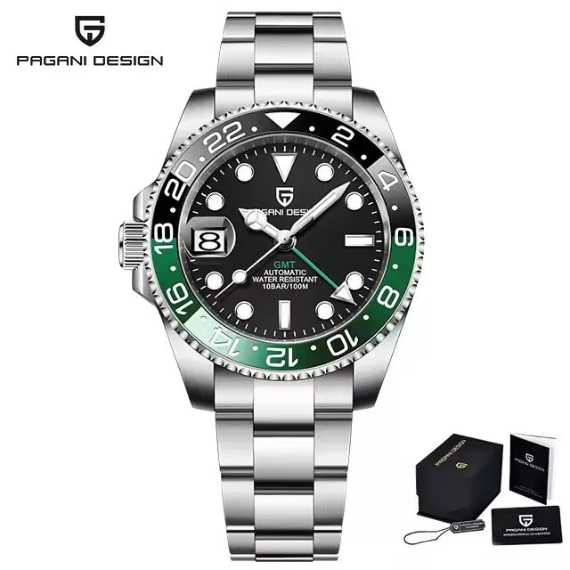PAGANI DESIGN GMT Stainless Steel Automatic Wristwatch Sapphire Glass