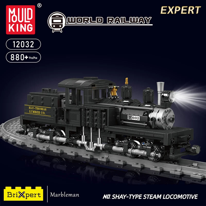 Mould King 12032 RC Shay Type Steam Locomotive Building Block Gift