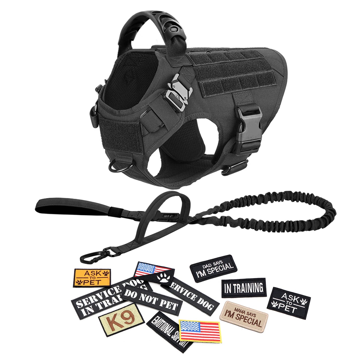 Petravel Military Large Dog Harness Vest Set With Patches