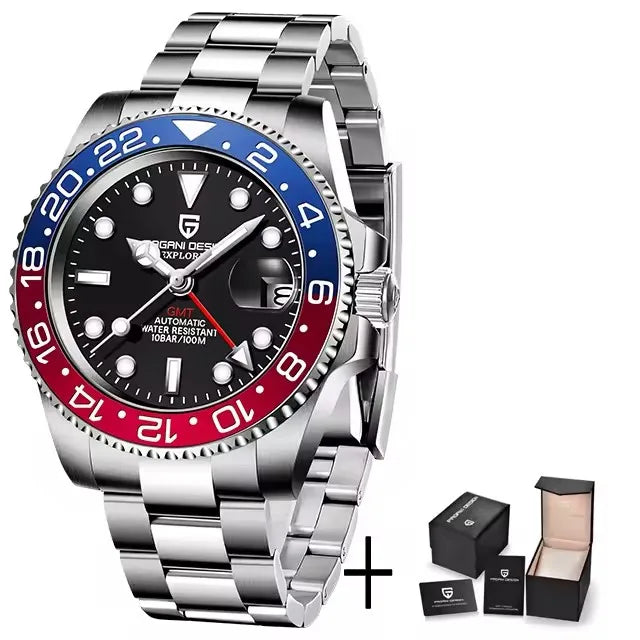 PAGANI DESIGN GMT Stainless Steel Automatic Wristwatch Sapphire Glass