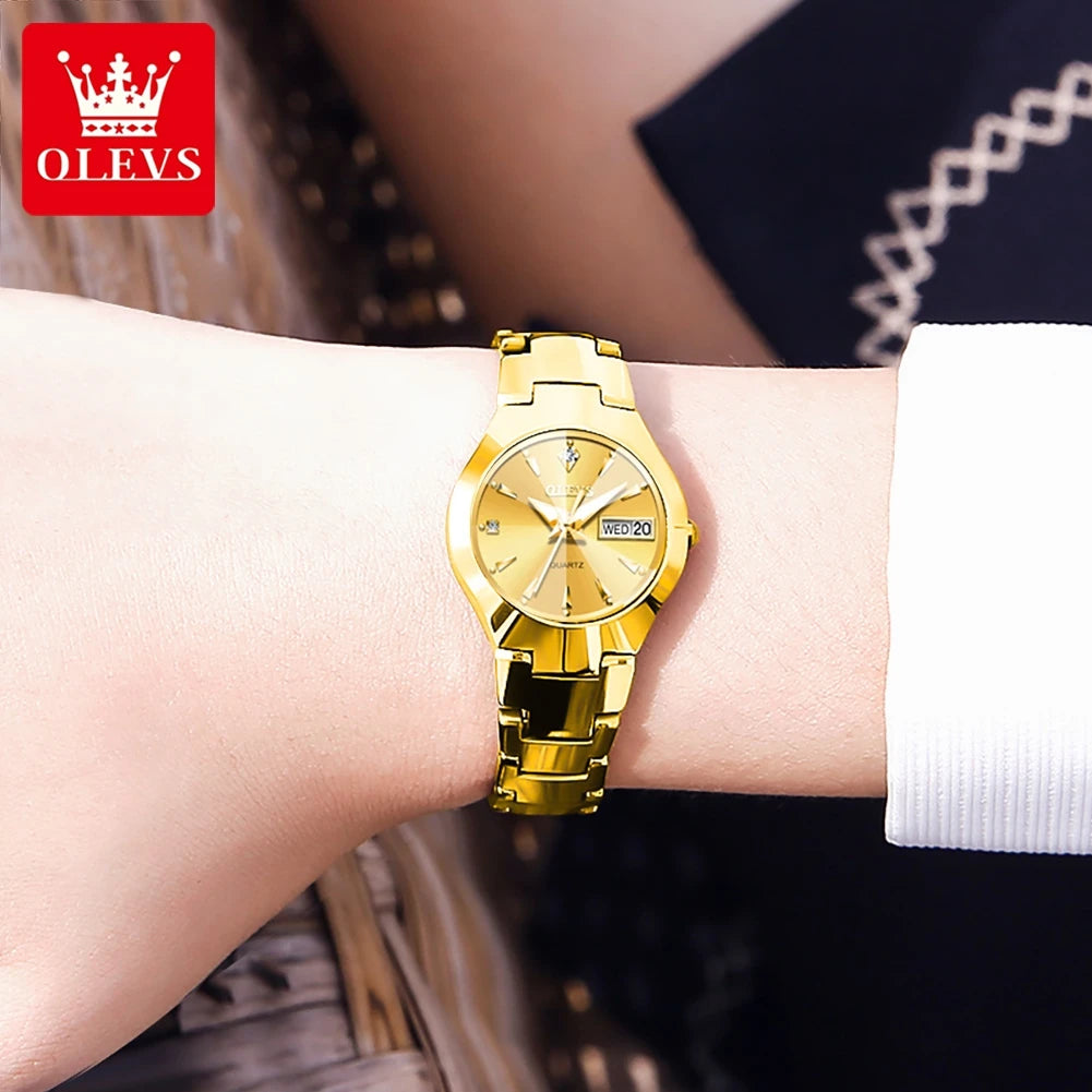 OLEVS Women's Quartz Watch Stainless Steel Luminous Waterproof Wristwatch