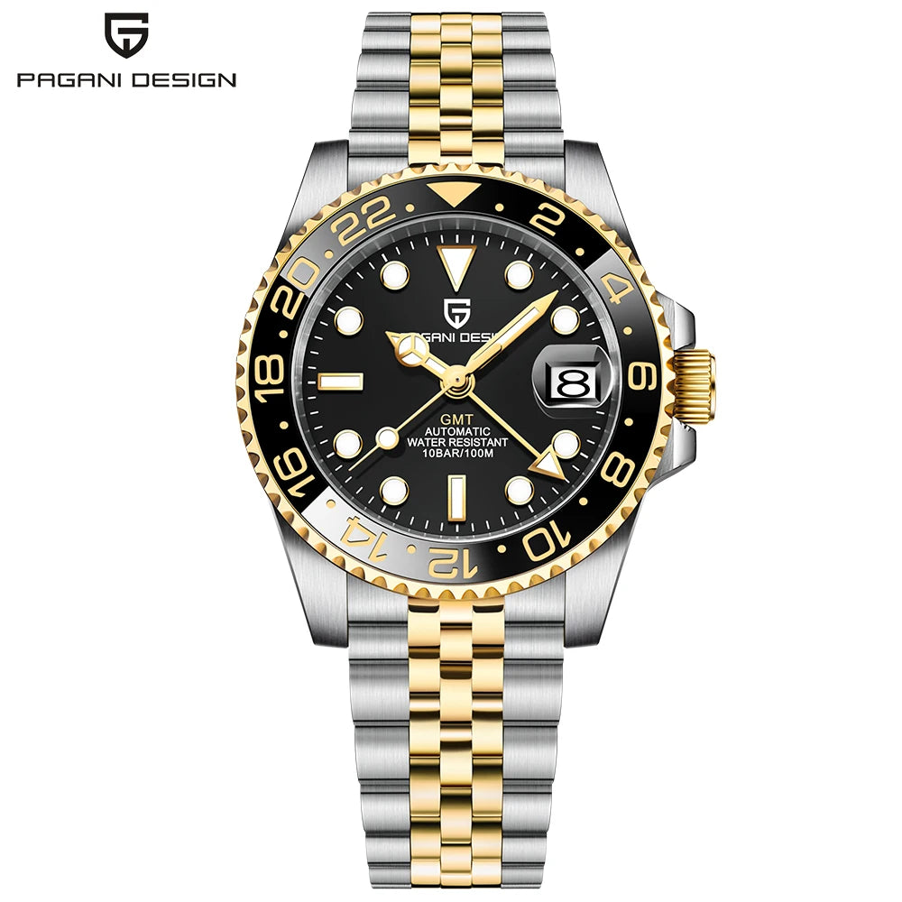 PAGANI DESIGN PD-1662 Luxury GMT Automatic Watch Stainless Steel