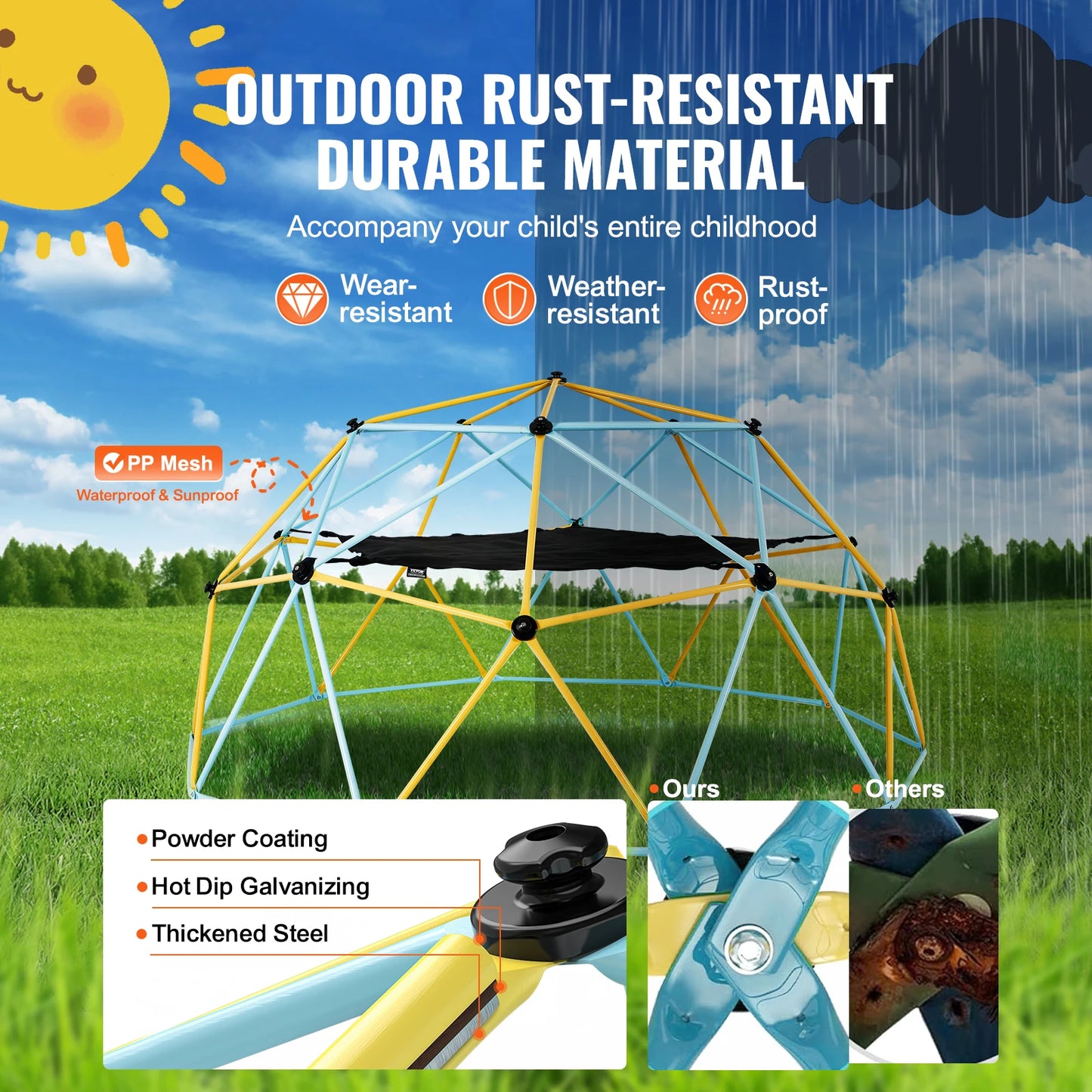 SucceBuy Climbing Dome Geometric Jungle Gym With Swing Hammock