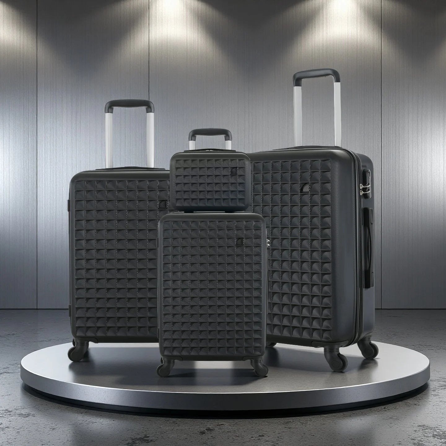 ABS Hardside Spinner Luggage Set With Cosmetic Case