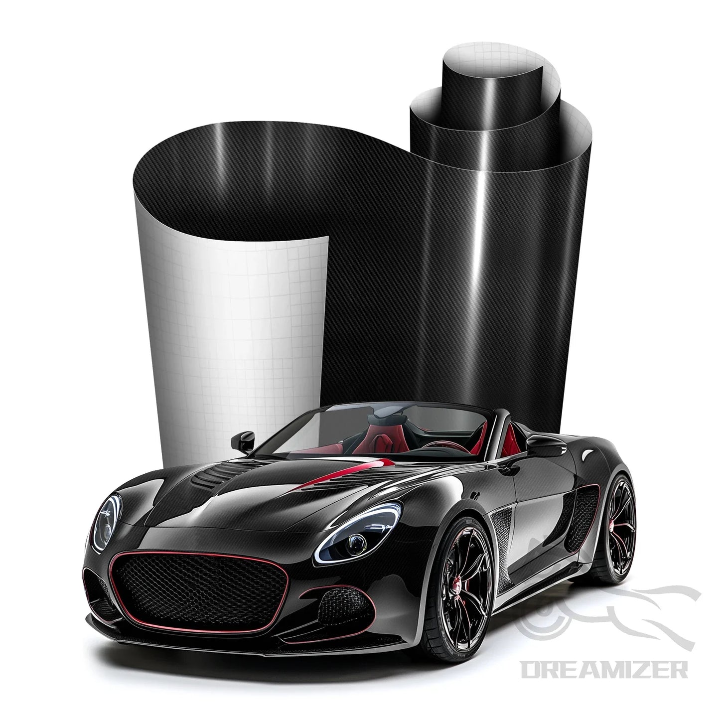 High Gloss Carbon Fiber Car Wrap Vinyl Decal Self Adhesive