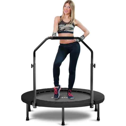 Rebounder Trampoline For Adults With Adjustable U Bar Handle Fitness