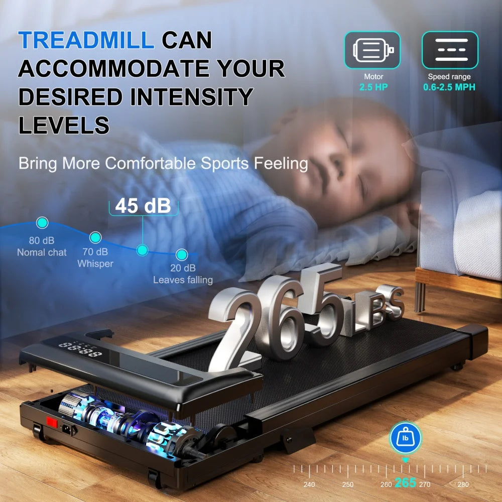 Superun Foldable Treadmill Walking Pad With Six Percent Incline 2.5HP