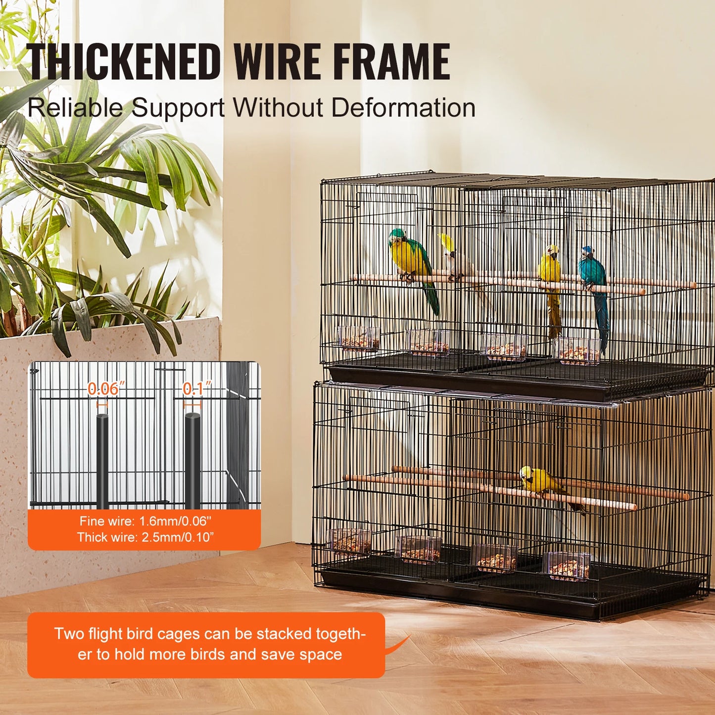 SucceBuy Stackable Divided Flight Bird Cage With Travel Handle Perch