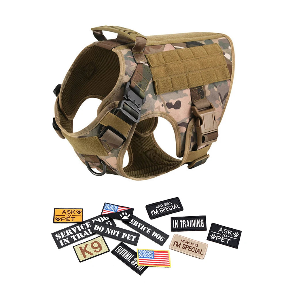 Petravel Military Large Dog Harness Vest Set With Patches
