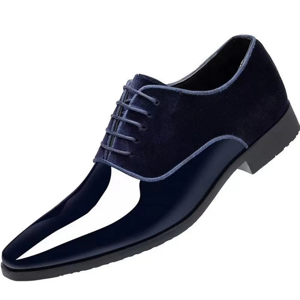 Men's Oxford Shoes PU Leather High Gloss Square Toe Lace Up