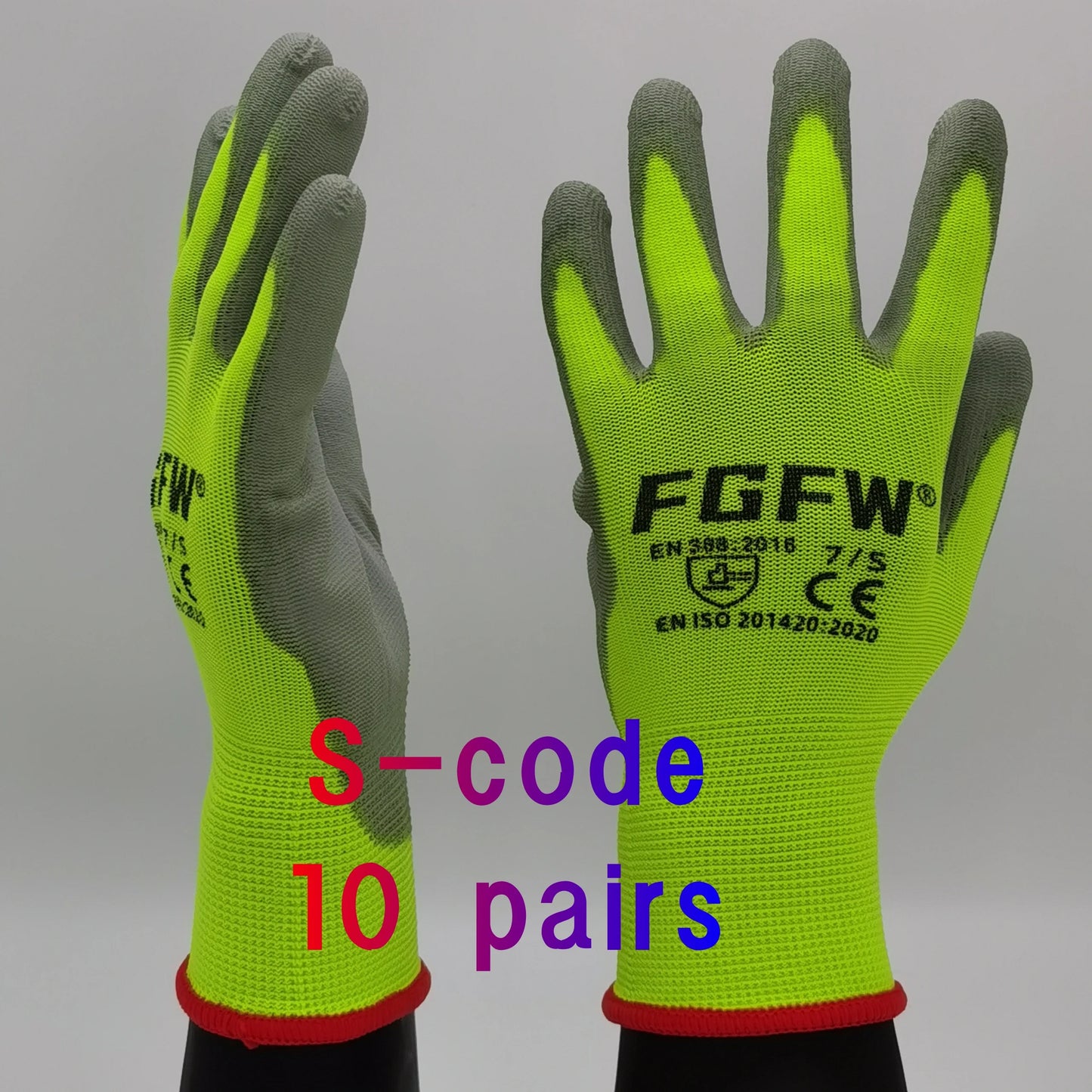 FGFW PU Coated Work Gloves EN 388 ISO20471 Certified Lightweight Safety Gloves
