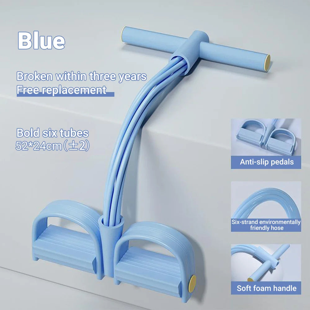 6-Tube Resistance Band Set Pedal Exerciser For Full Body Fitness