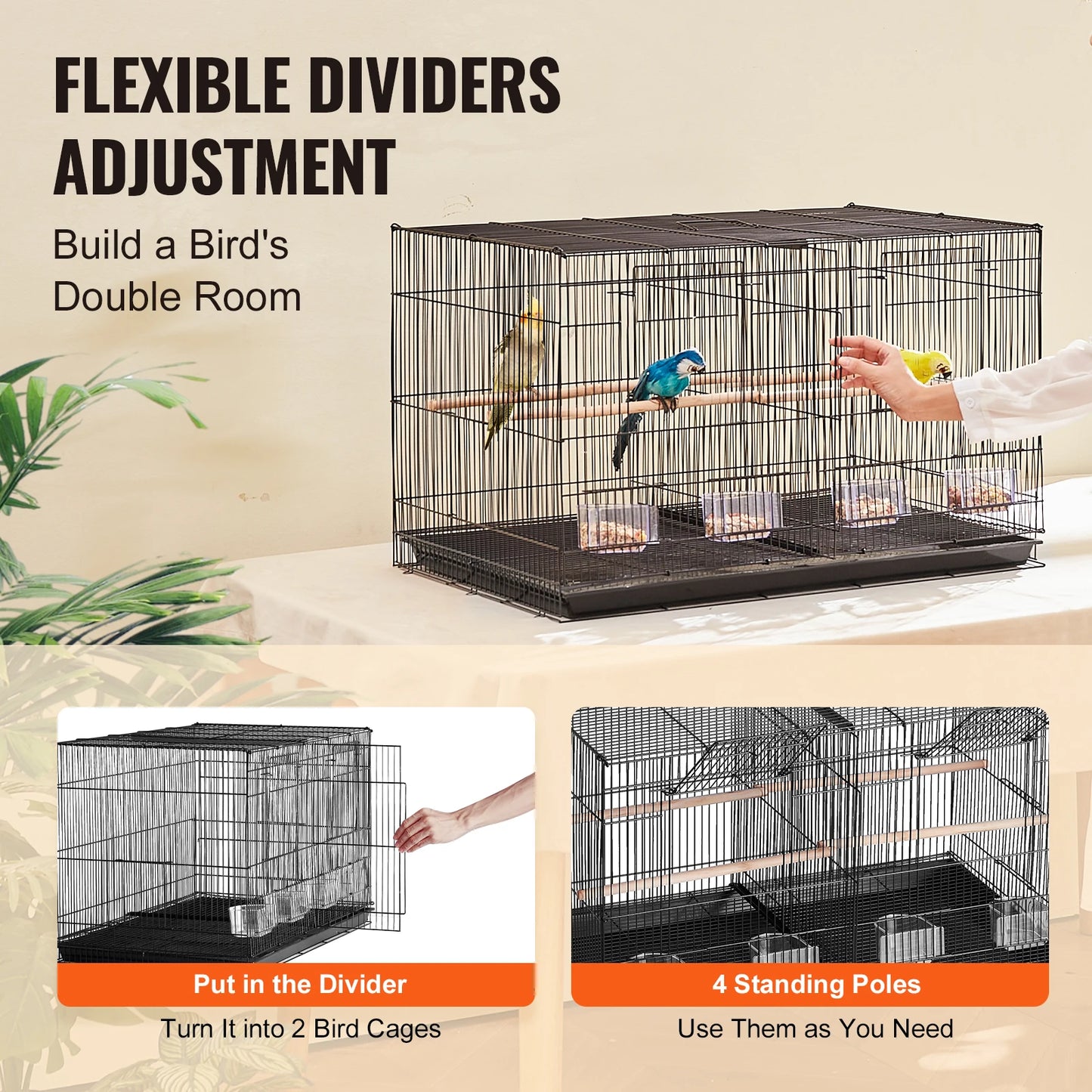 SucceBuy Stackable Divided Flight Bird Cage With Travel Handle Perch
