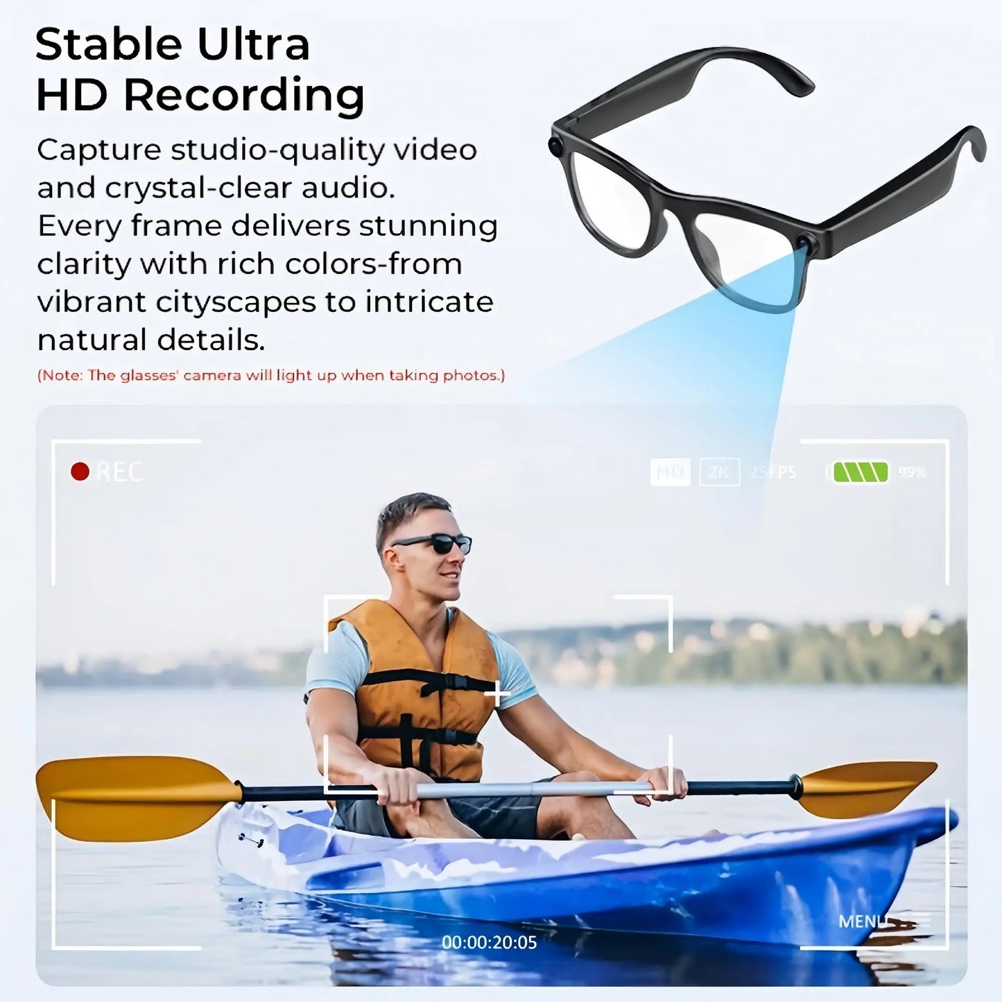 Giinova Smart Camera Glasses With Dual Microphones And AI Translator