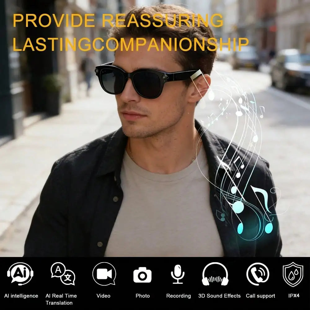 SENBONO AI Smart Glasses With 4K Video Camera And AI Translator