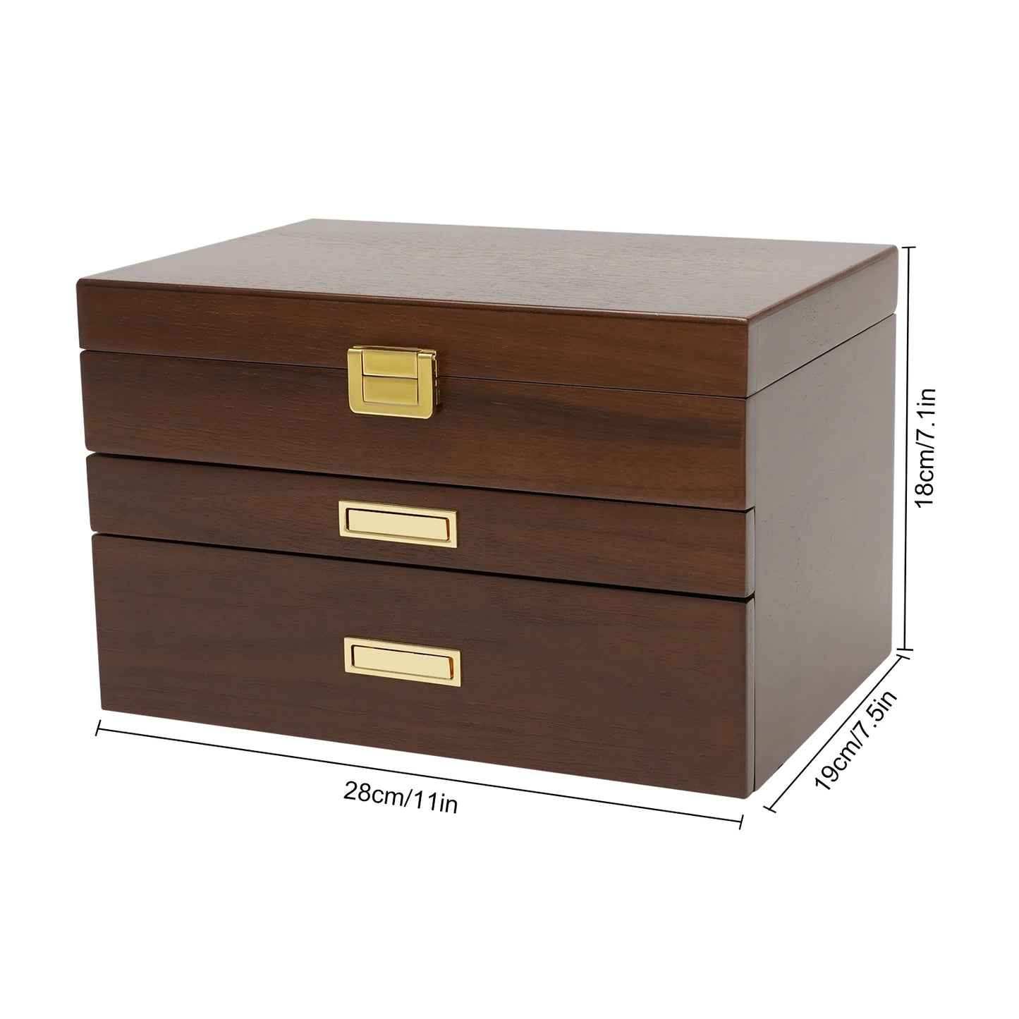 Wood Jewelry And Watch Display Case In Black Walnut Finish