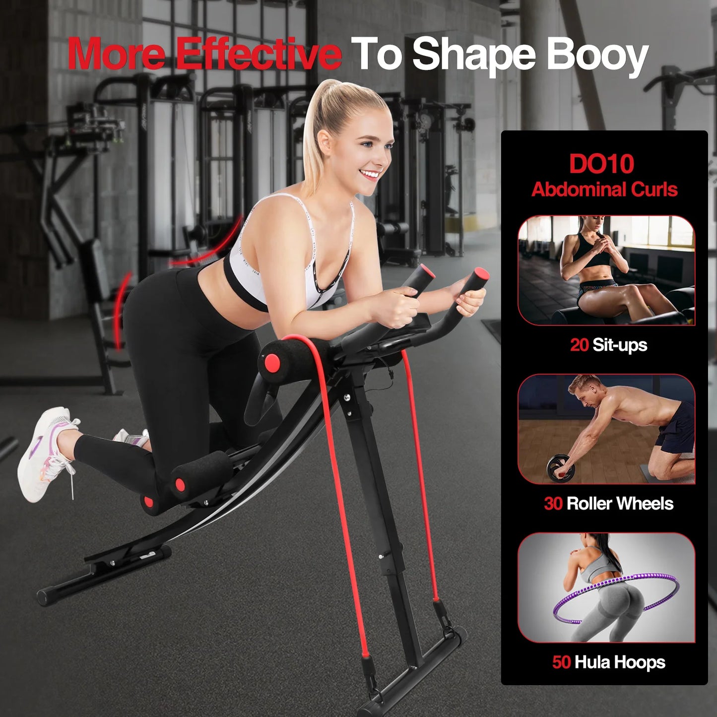 GIKPAL Foldable Ab Machine for Home Gym LCD Display