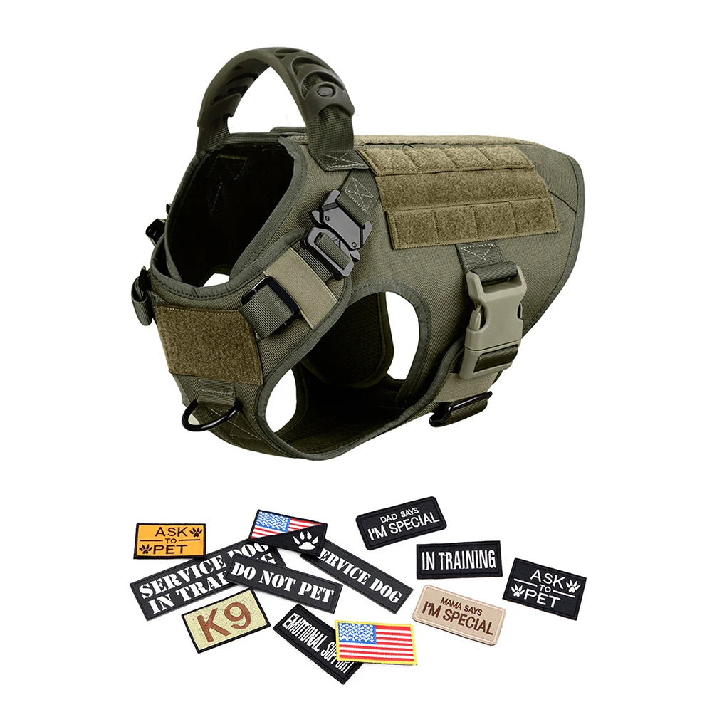 Petravel Military Large Dog Harness Vest Set With Patches