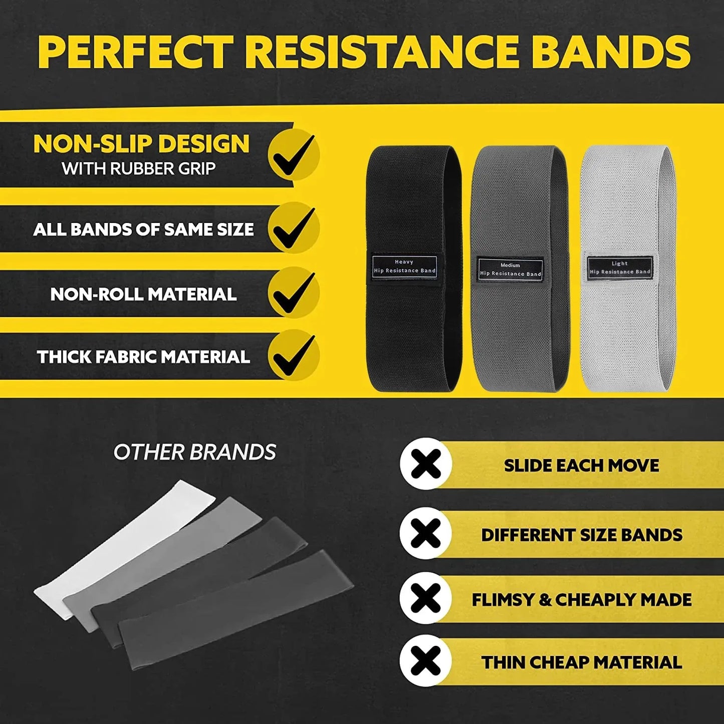 Fabric Resistance Booty Bands For Glutes And Thighs