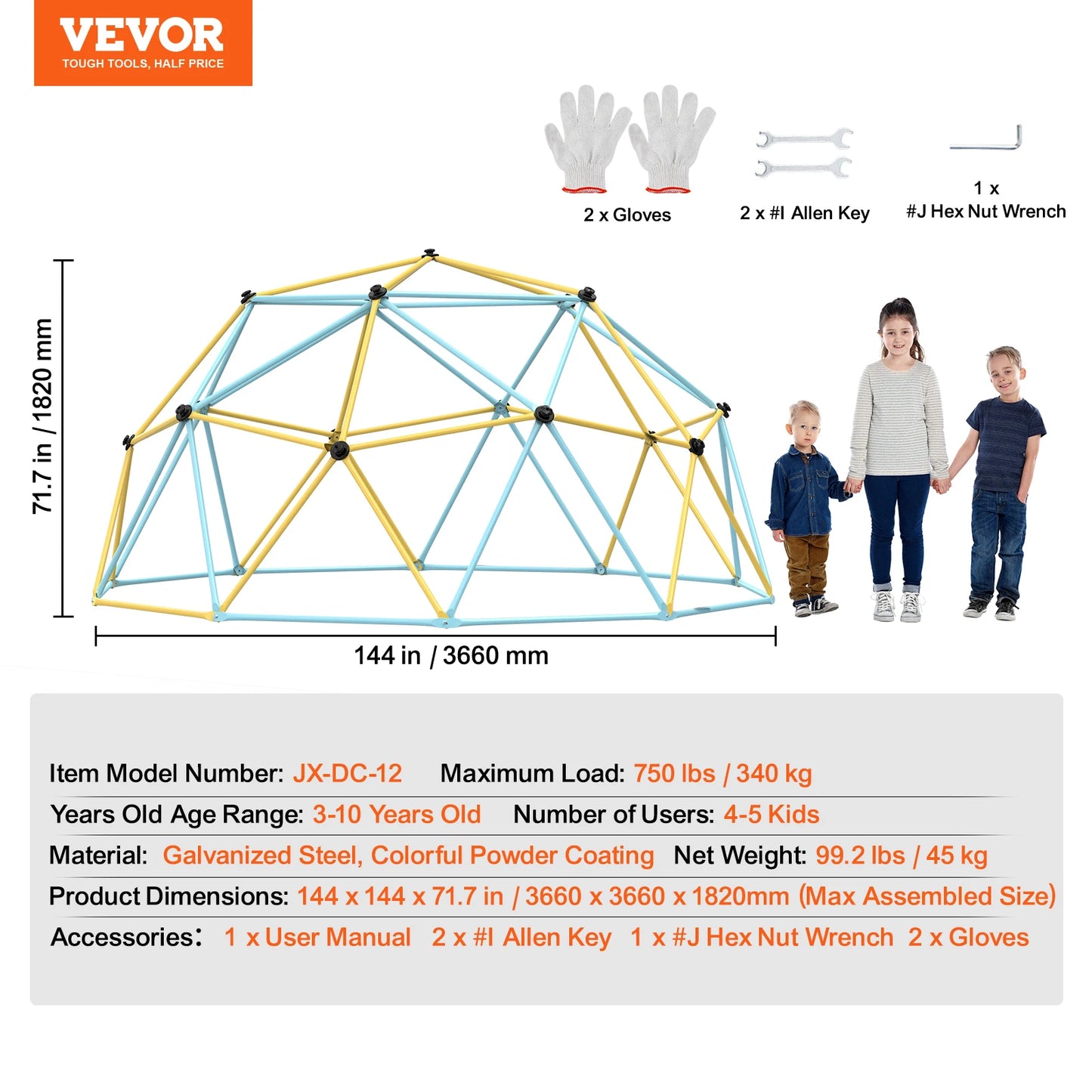 SucceBuy Climbing Dome Geometric Jungle Gym With Swing Hammock