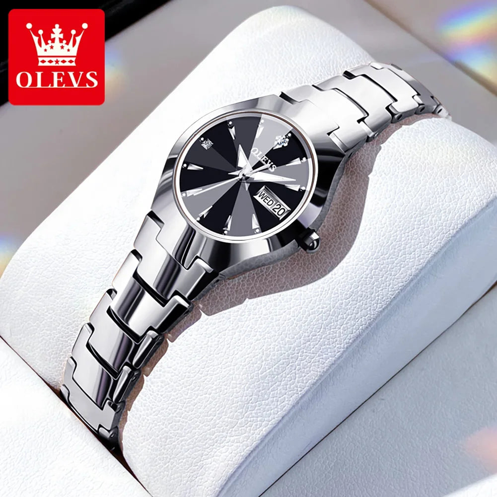 OLEVS Women's Quartz Watch Stainless Steel Luminous Waterproof Wristwatch