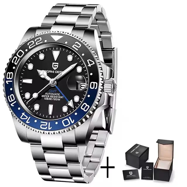 PAGANI DESIGN GMT Stainless Steel Automatic Wristwatch Sapphire Glass