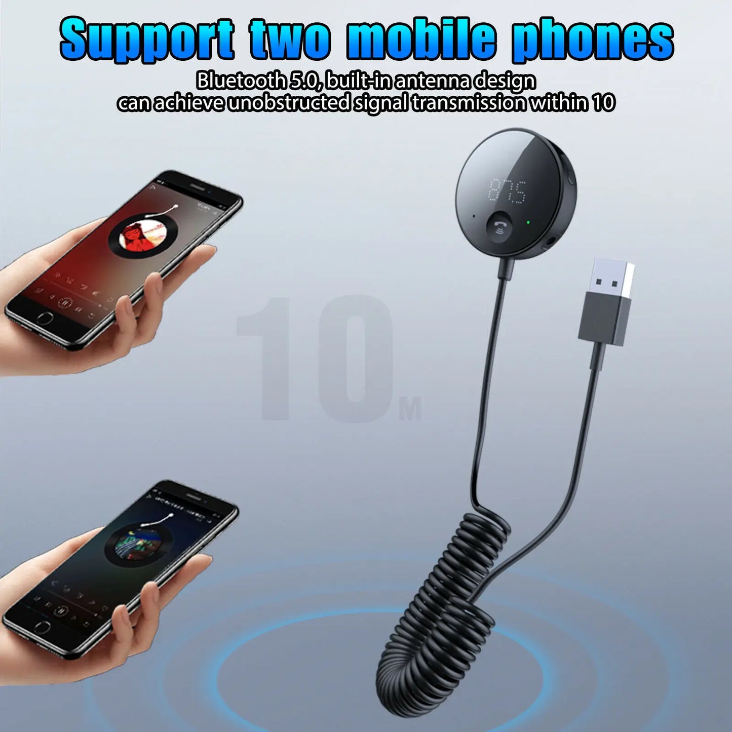 Bluetooth 5.0 Car FM Transmitter With LCD Display Hands Free
