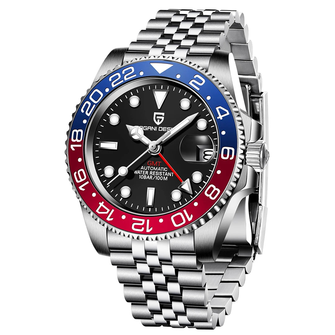 PAGANI DESIGN PD-1662 Luxury GMT Automatic Watch Stainless Steel
