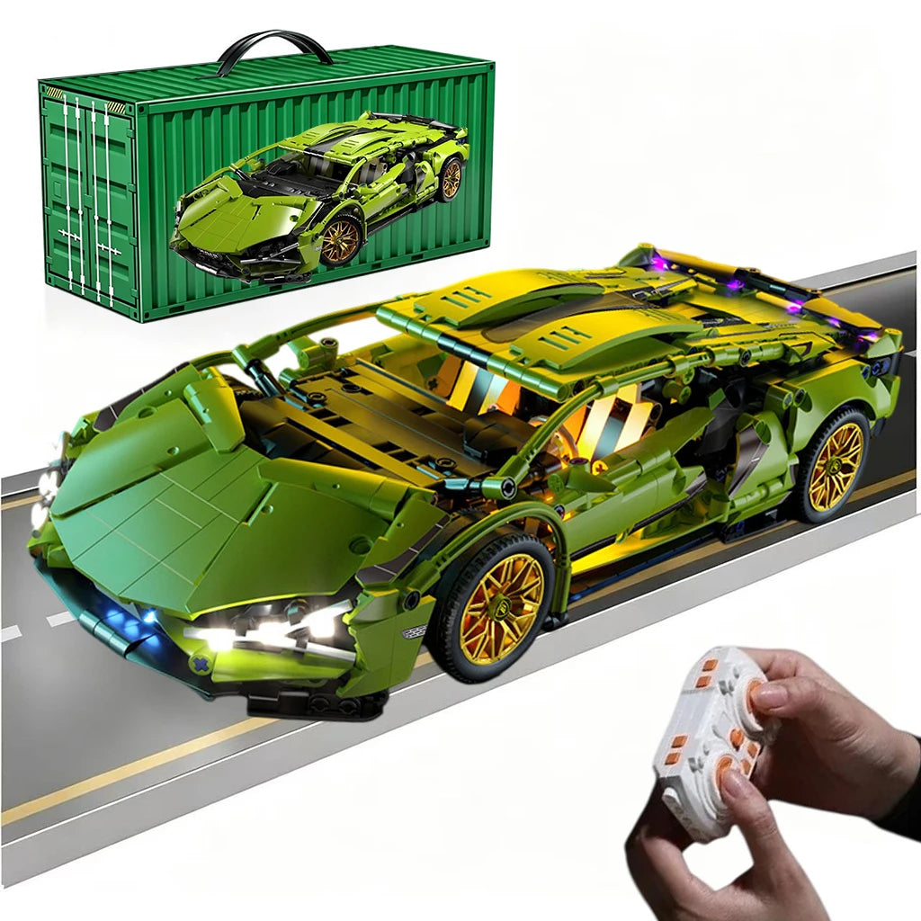 1:14 RC Technic MOC Sports Car Blocks With Built In Motor