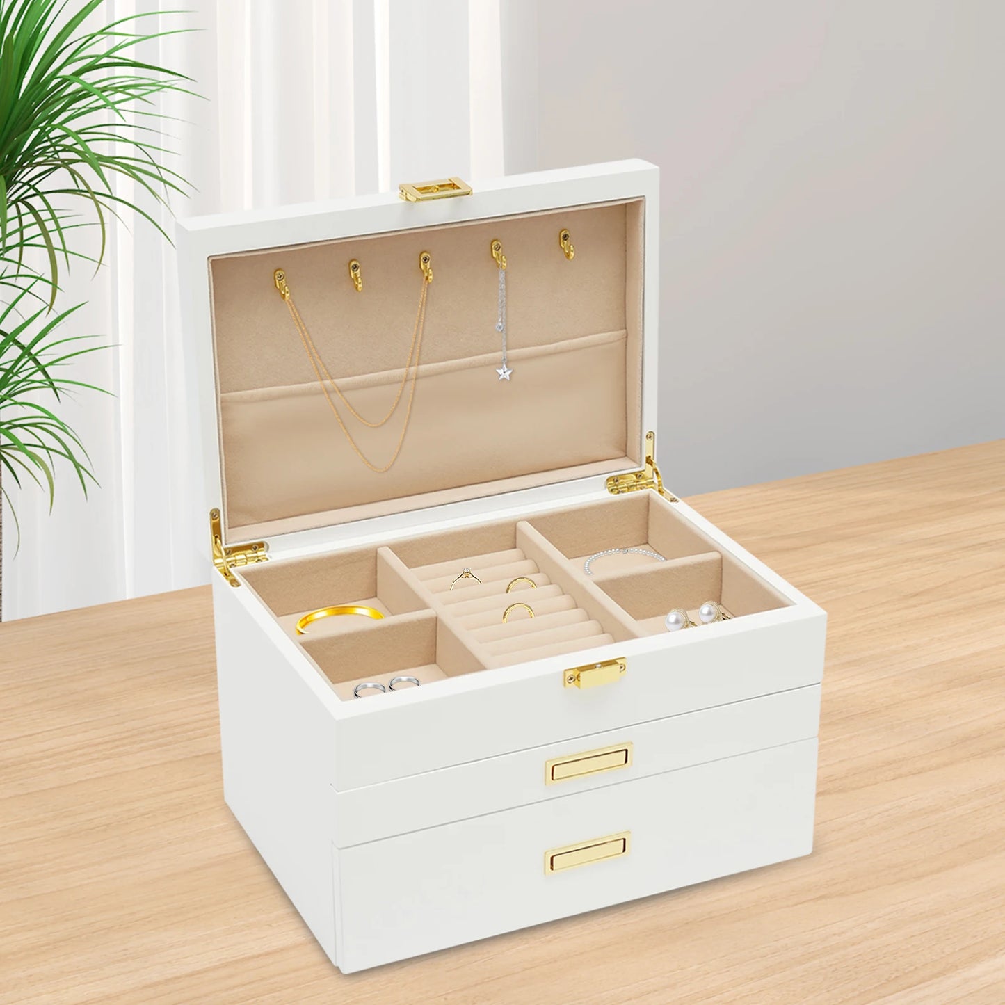 Wood Jewelry And Watch Display Case In Black Walnut Finish