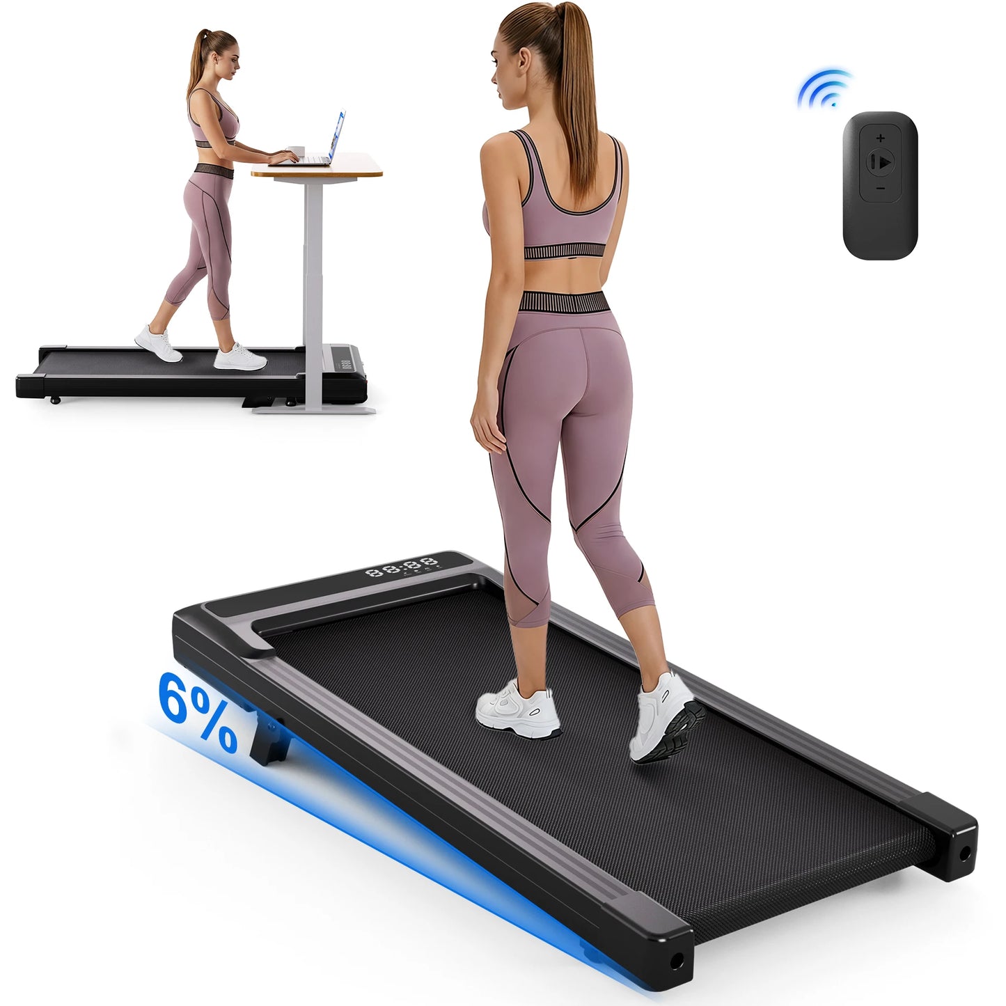 Superun Foldable Treadmill Walking Pad With Six Percent Incline 2.5HP
