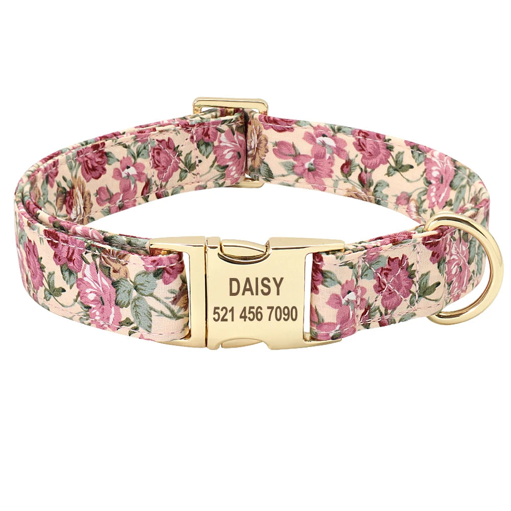 Pet Artist Personalized Dog Collar And Leash With Engraved Nameplate