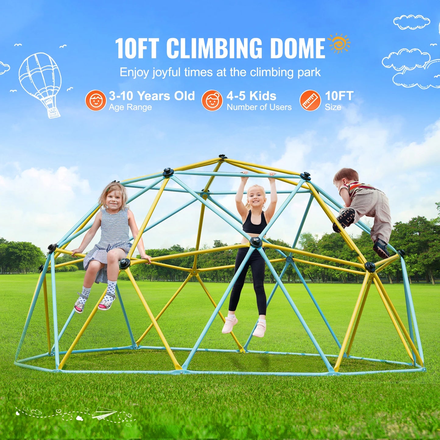 SucceBuy Climbing Dome Geometric Jungle Gym With Swing Hammock