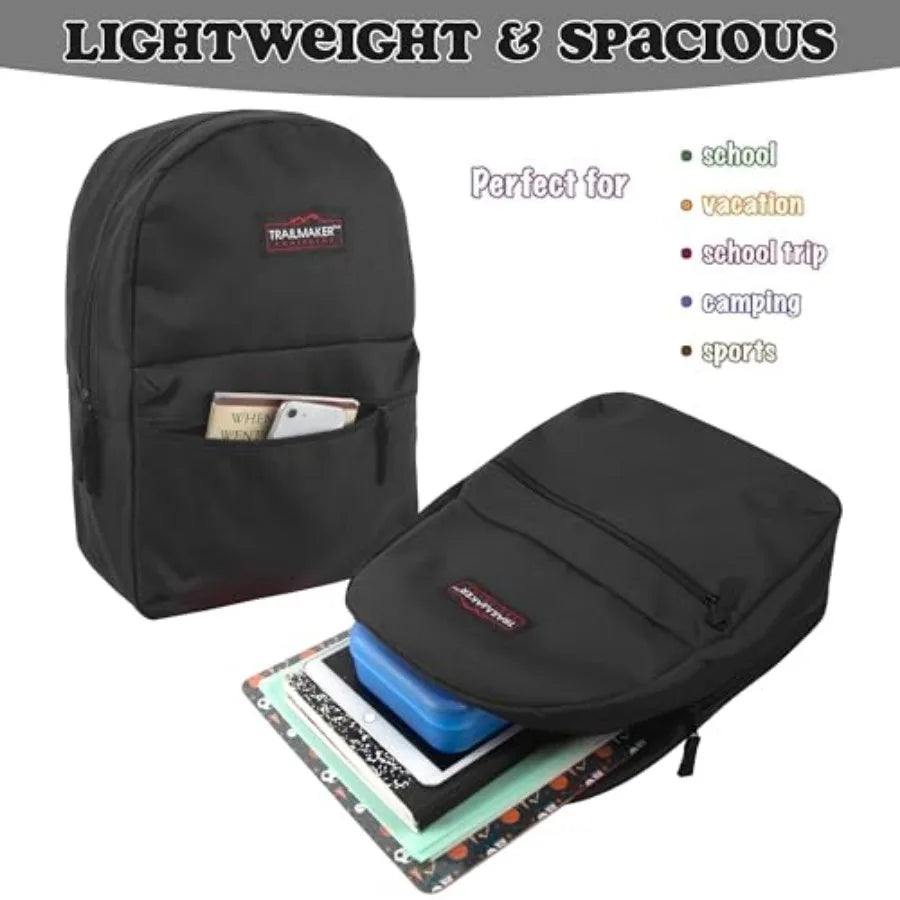 Unisex Nylon School Backpack With Adjustable Padded Straps
