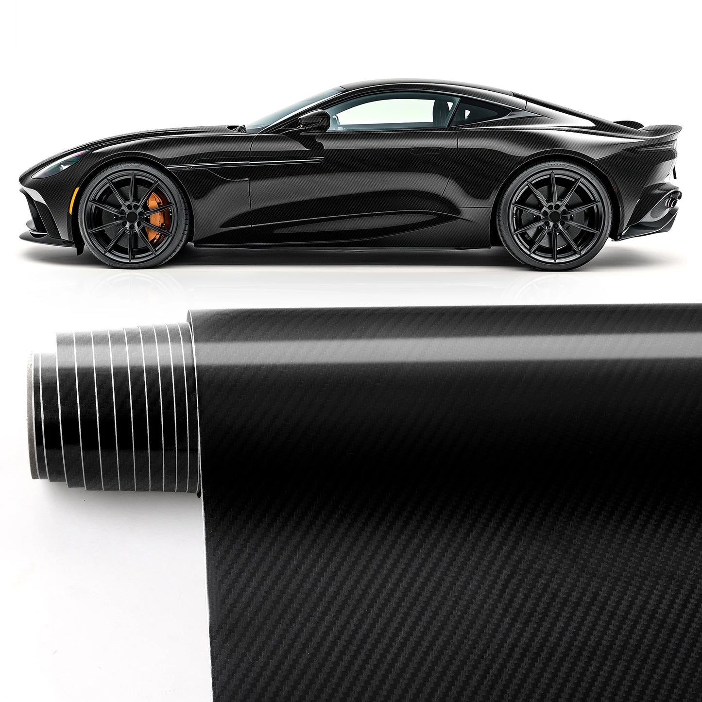 High Gloss Carbon Fiber Car Wrap Vinyl Decal Self Adhesive