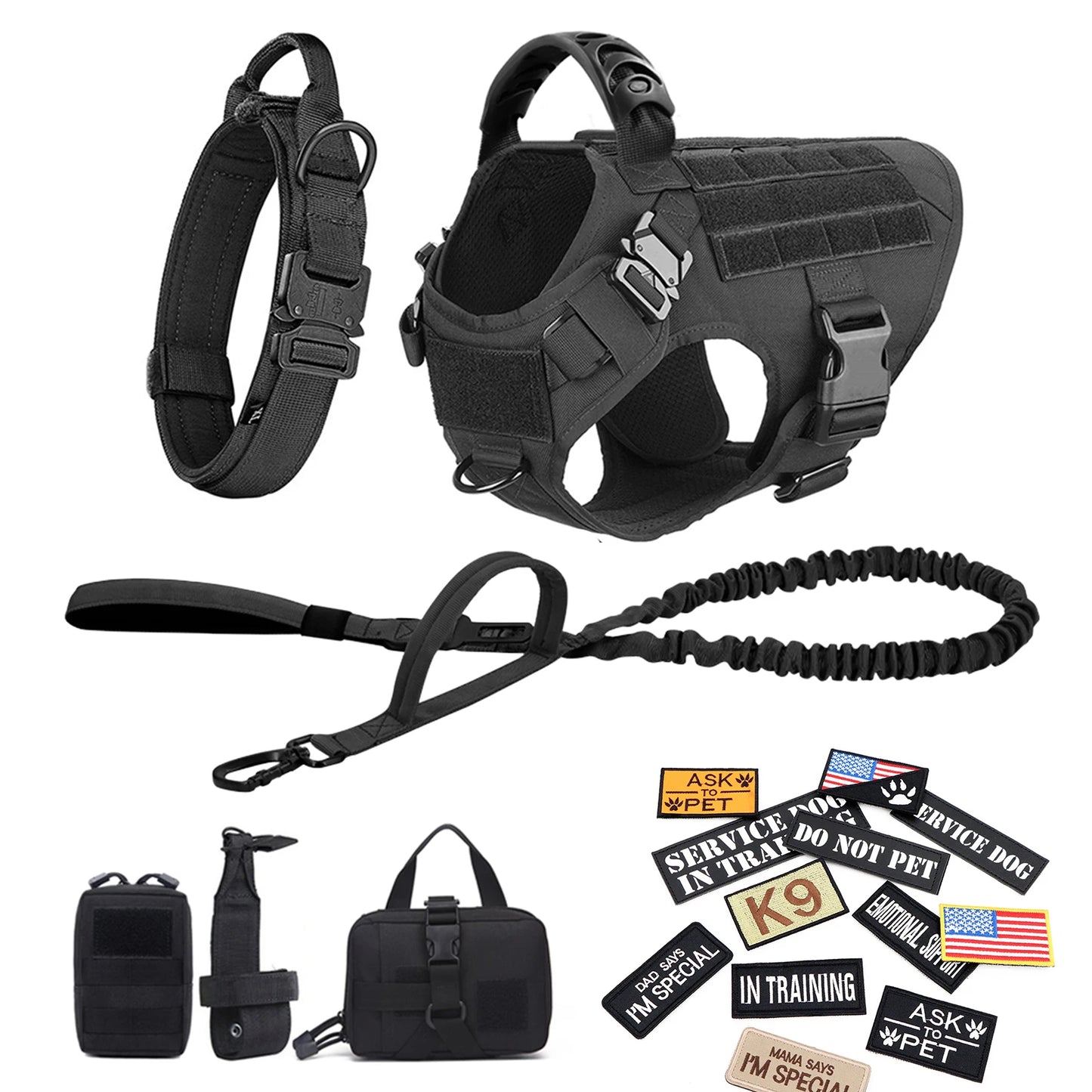Petravel Military Large Dog Harness Vest Set With Patches