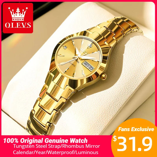 OLEVS Women's Quartz Watch Stainless Steel Luminous Waterproof Wristwatch