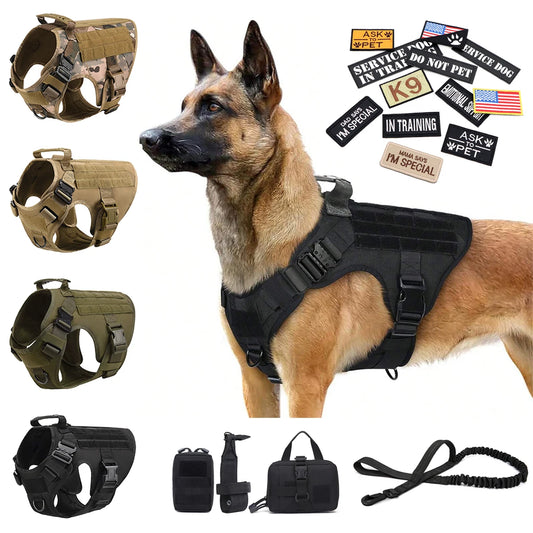 Petravel Military Large Dog Harness Vest Set With Patches