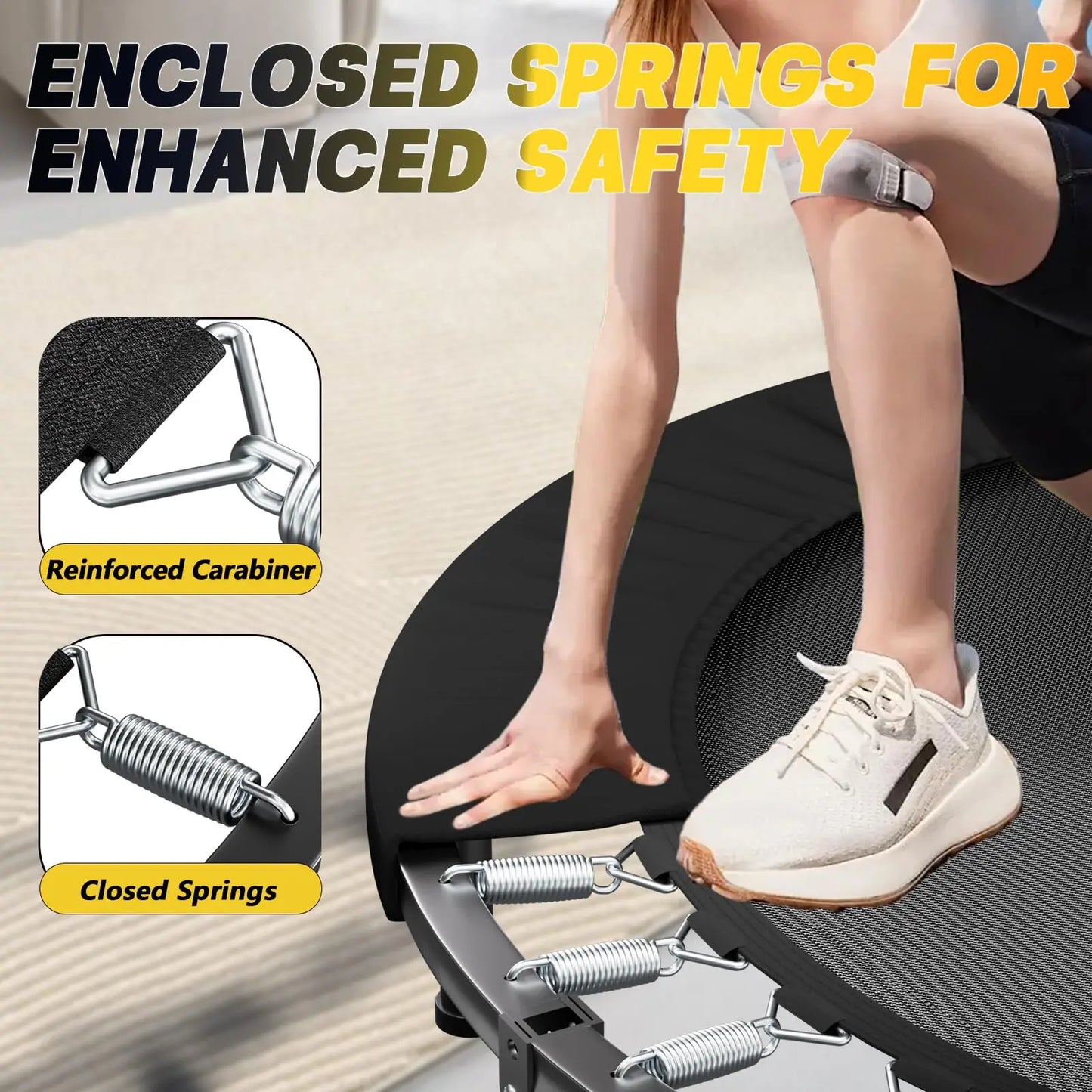 Rebounder Trampoline For Adults With Adjustable U Bar Handle Fitness