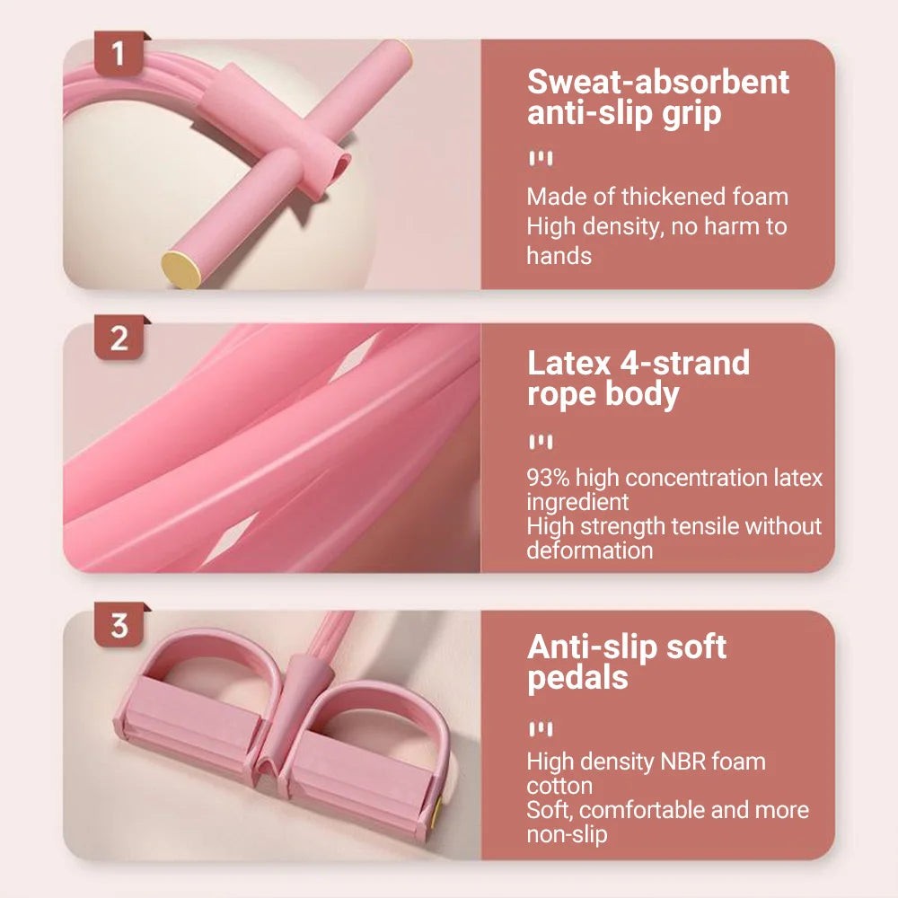 6-Tube Resistance Band Set Pedal Exerciser For Full Body Fitness