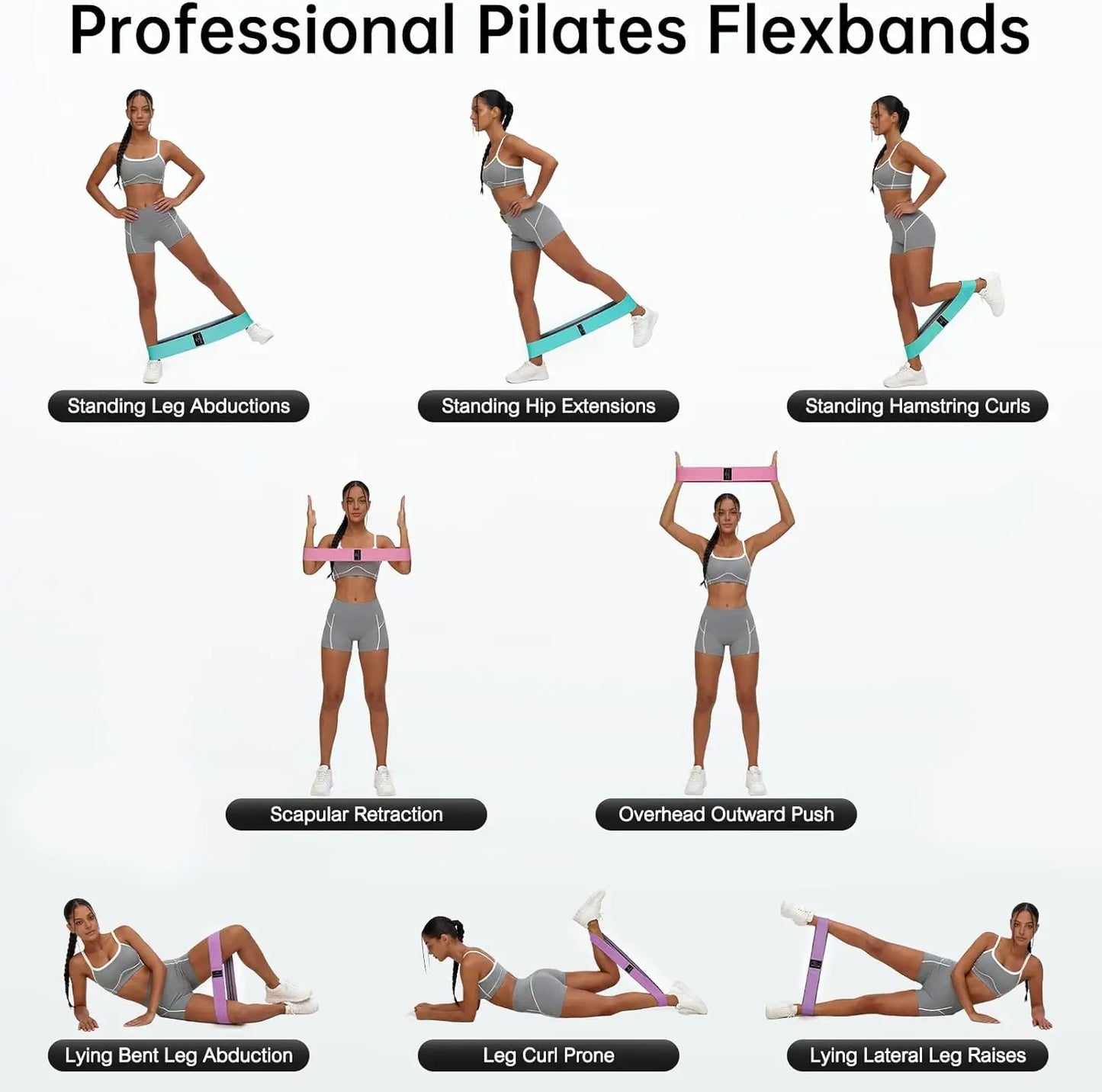 Resistance Bands Exercise Set For Pilates And Home Gym